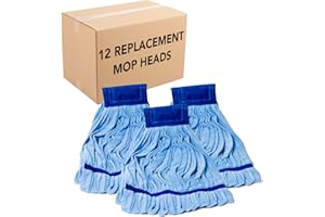 ARKWRIGHT LLC Arkwright Microfiber Tube Mop Head Replacement - (Bulk Case of 12) Heavy Duty, Lint Free, Super Absorbent & Bleach-Safe, Janitorial Essential for Commercial & Industrial Floor Cleaning, 11 oz, Blue