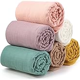 47 x 47 Inches Muslin Swaddle Blankets Cotton Newborn Receiving Blankets Breathable Colorful Baby Swaddle Soft Baby Registry Essentials Gift for Unisex Boy Girl(Bright Colors)