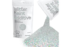 Hemway Glitter Paint Additive Crystals for Acrylic Emulsion Paint, Interior & Exterior Walls, Wood, Varnish, Matt, Gloss, Furniture 100g / 3.5oz - Microfine (1/256" 0.004" 0.1mm) - Silver Holographic