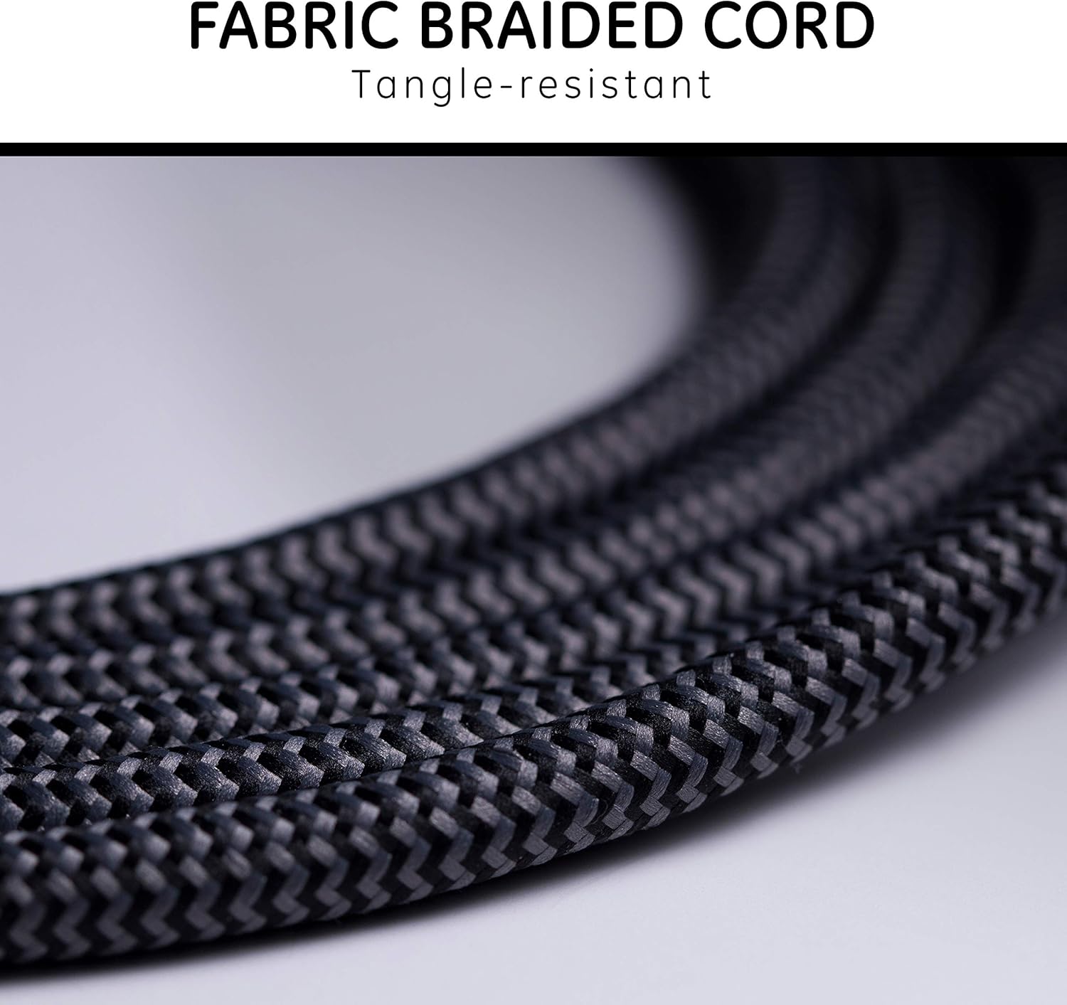 GE Designer Extension Cord with Surge Protection, Braided Power Cord, 15 ft, 3 Grounded Outlets, Flat Plug, Premium, Black/Grey, 44237: Electronics