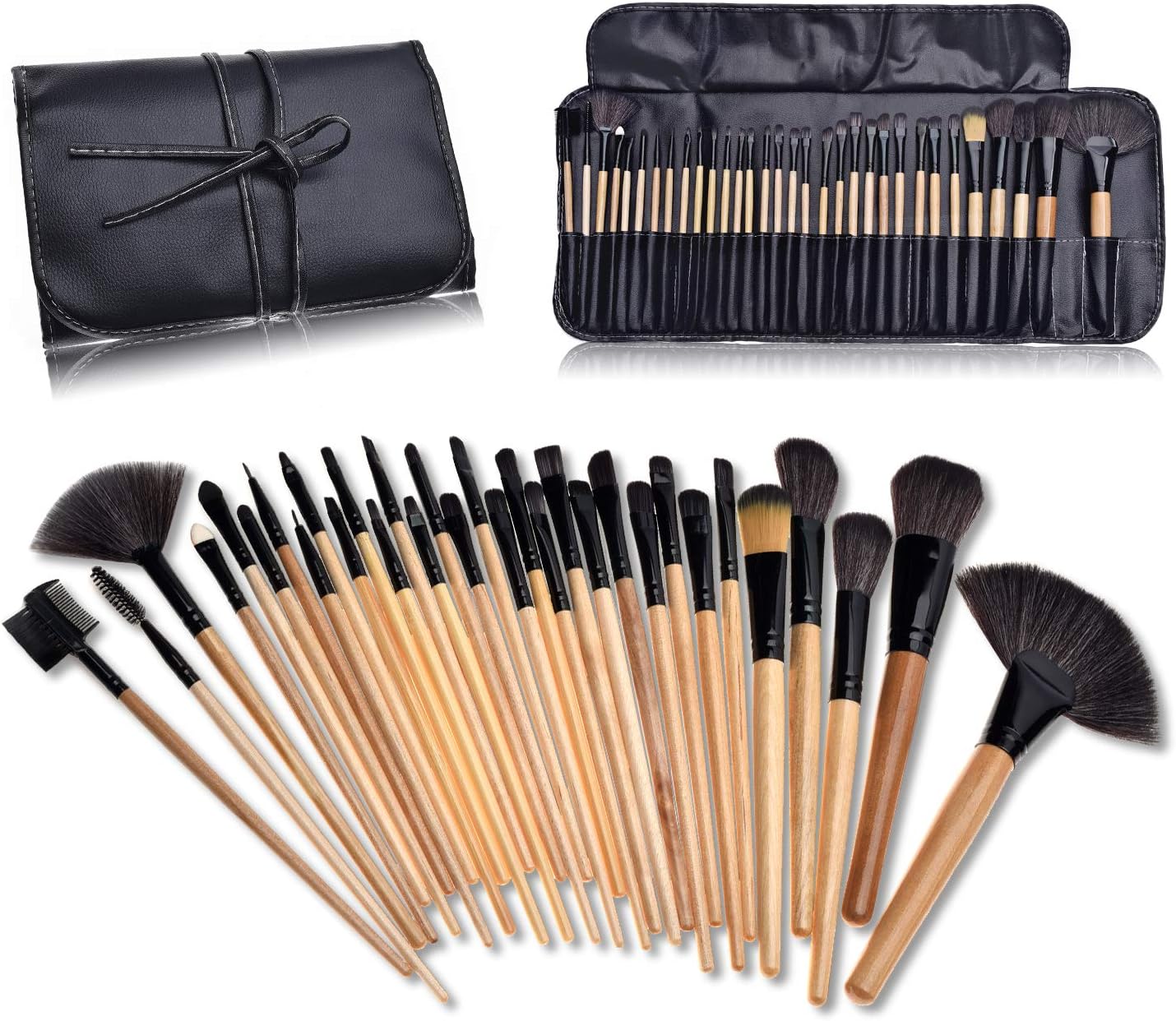 Makeup Brush Set with Case - Professional Grooming Kit 32 Pcs Professional Premium Horse Hair Makeup Brush Halloween