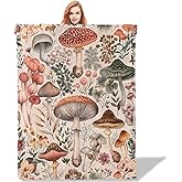 Plistiz Mushroom Pattern Throw Blanket 50"x60", Nature Lover Blankets for Living Room Decor, Cozy Flannel Polyester Mushroom Gifts for Botanists Women
