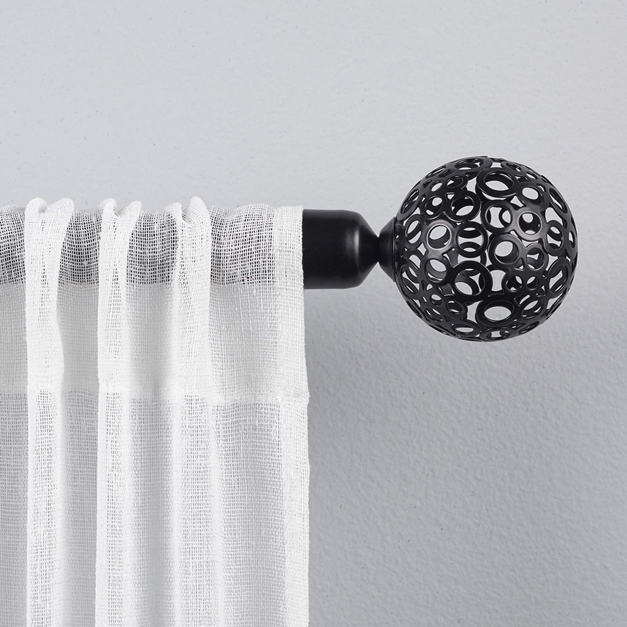 Exclusive Home Curtains Globe Curtain Rod and Finial Set, Iron, Matte Black, 36" to 72"