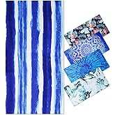 Oversized Terry Beach Towel 36 x 72 in Soft Extra Large Big Pool Swim Towels for Adult XL Clearance Big Travel Blanket Cruise Vacation Accessories Essentials Lounge Chair Cover Blue Stripe Boho