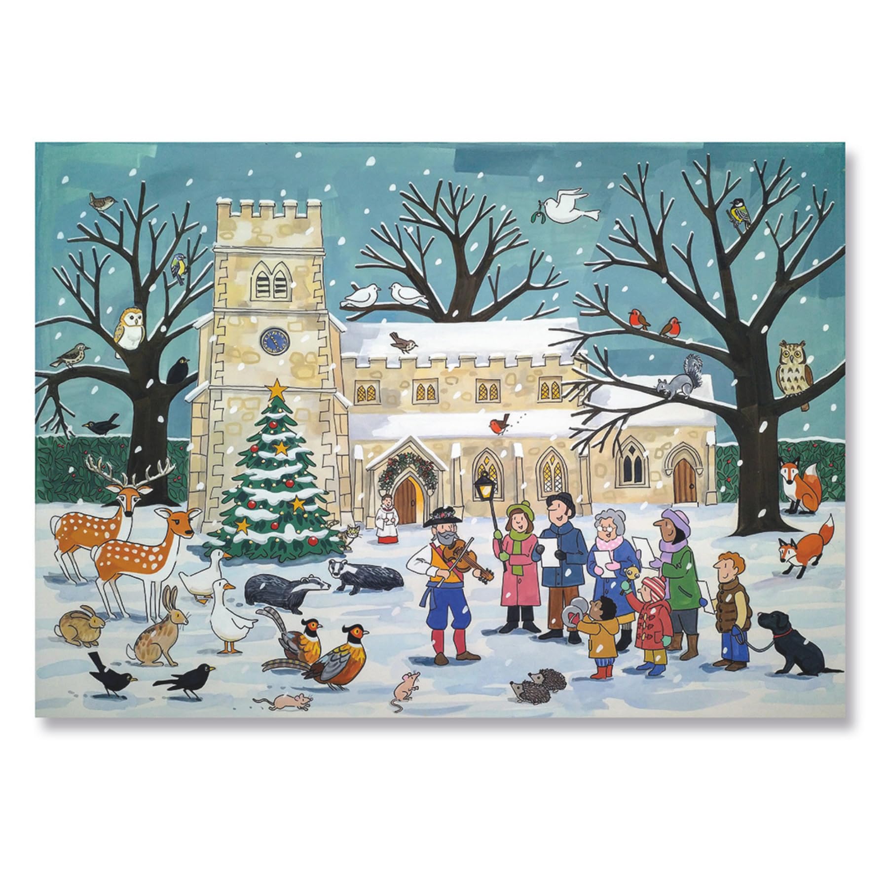Traditional Advent Calendar - Alison Gardiner Winter Wildlife Design - Paper Christmas Countdown Calendar - Large A3 29.7x42cm