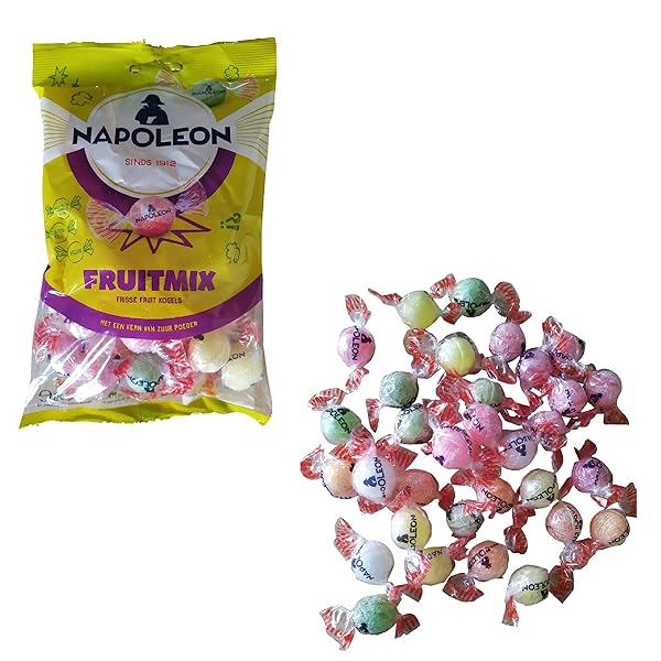 NAPOLEON CANDY SOURS ASSORTED | MIX OF 5 FRUIT FLAVORED CANDIES | NAPOLEON CANDY FIZZY INSIDE | BAG OF 7.93 OUNCE