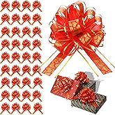 Poen 36 Pcs Valentines Day Pull Bows for Gift Wrapping 6 Inch Large Heart Ribbon Gifts Bows for DIY Crafts Wedding Baskets Valentines Easter Holiday Birthday Party Decoration(Red)