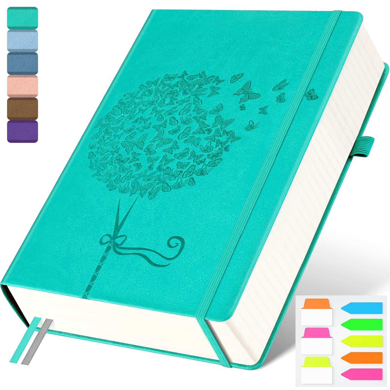 OMEYA B5 Lined Journal Notebook, 370 Numbered Pages Thick Leather Journal for Writing, College Ruled Hardcover Notebook for Work,School with 100gsm Paper, Writing Journal for Women (19 x 25cm Blue)