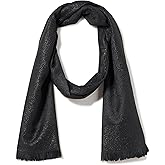 Calvin Klein Metallic Logo Scarf With Eyelash Fringe