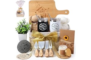 RimCereal House Warming Gifts Basket 21 Pieces Housewarming Gift for New Apartment Closing Gifts for Buyers Couples Women Men New Homeowners Gift Ideas Set(Home,Beige)