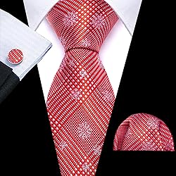 Barry.Wang Mens Christmas Tie Set Red White