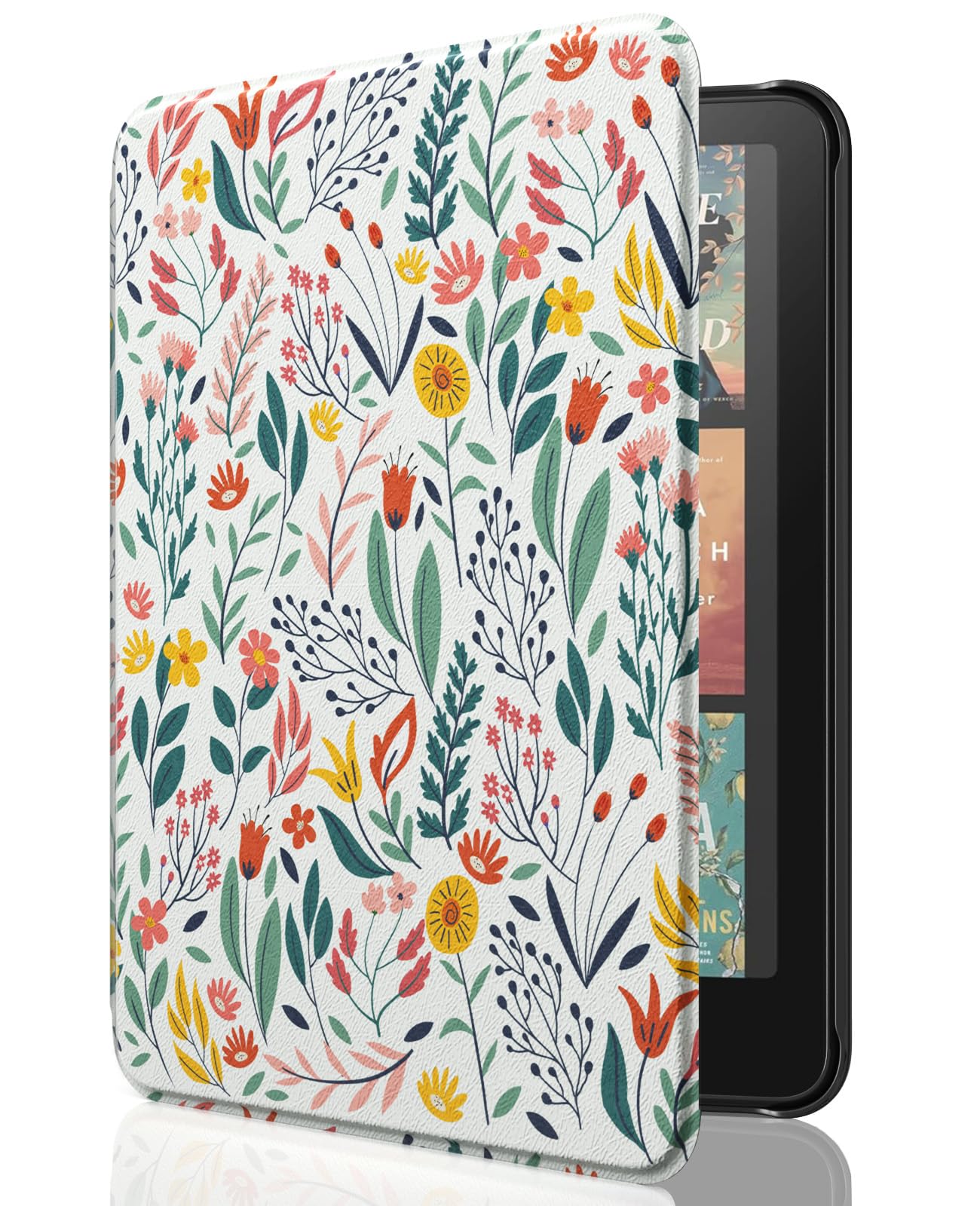 MoKo Case for All-New 7" Kindle Paperwhite (12th Generation-2024) and Kindle Colorsoft Signature Edition 2024, Lightweight Shell Cover with Auto Wake/Sleep for Kindle Paperwhite 2024, Flowers