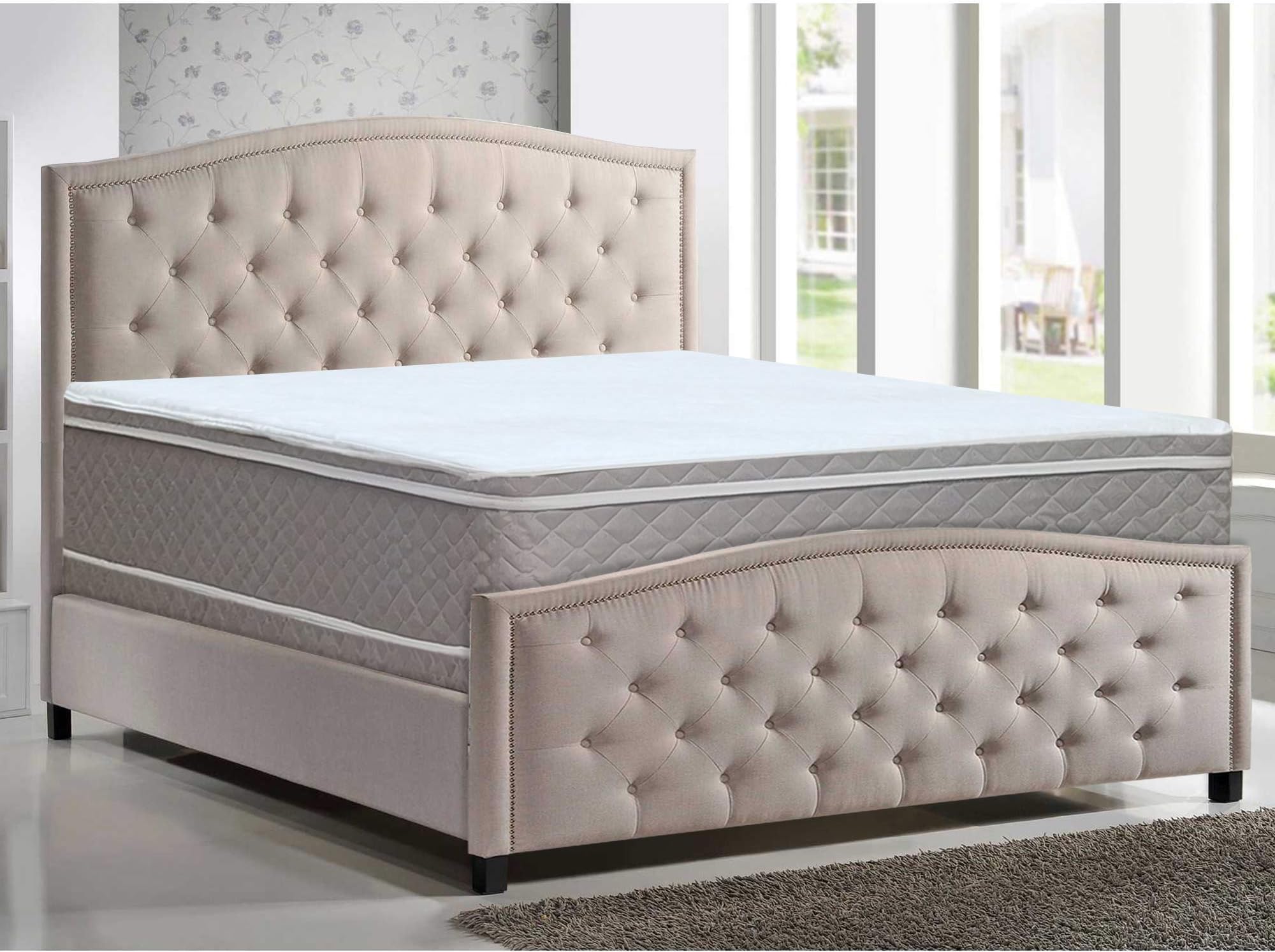 Mattress Solution Medium Plush Eurotop Pillowtop Innerspring Fully Assembled Mattress, Good for The Back, Queen, 1