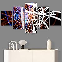 SIGNWIN 5 Panel Canvas Wall Art Modern Art Abstract Closeup Geometric Lights Mixed Media Modern Multicolor for Home Decorations Ready to Hang - 60