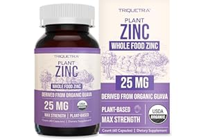 TRIQUETRA HEALTH Organic Zinc 25 mg | Whole Food zinc Supplements | Derived from Organic Fruit, Elemental Zinc - Water Extracted, Vegan, GMO-Free - Essential Mineral, Antioxidant, Immune Support, Skin - 60 Servings