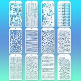Mixed Media Art Stencils, 12 Pcs Abstract Stencils Crackle Marble Splatter Grain Bubble Background Texture Templates for Airbrush Painting Card Making Supplies, Layering Templates for DIY Crafts Paper