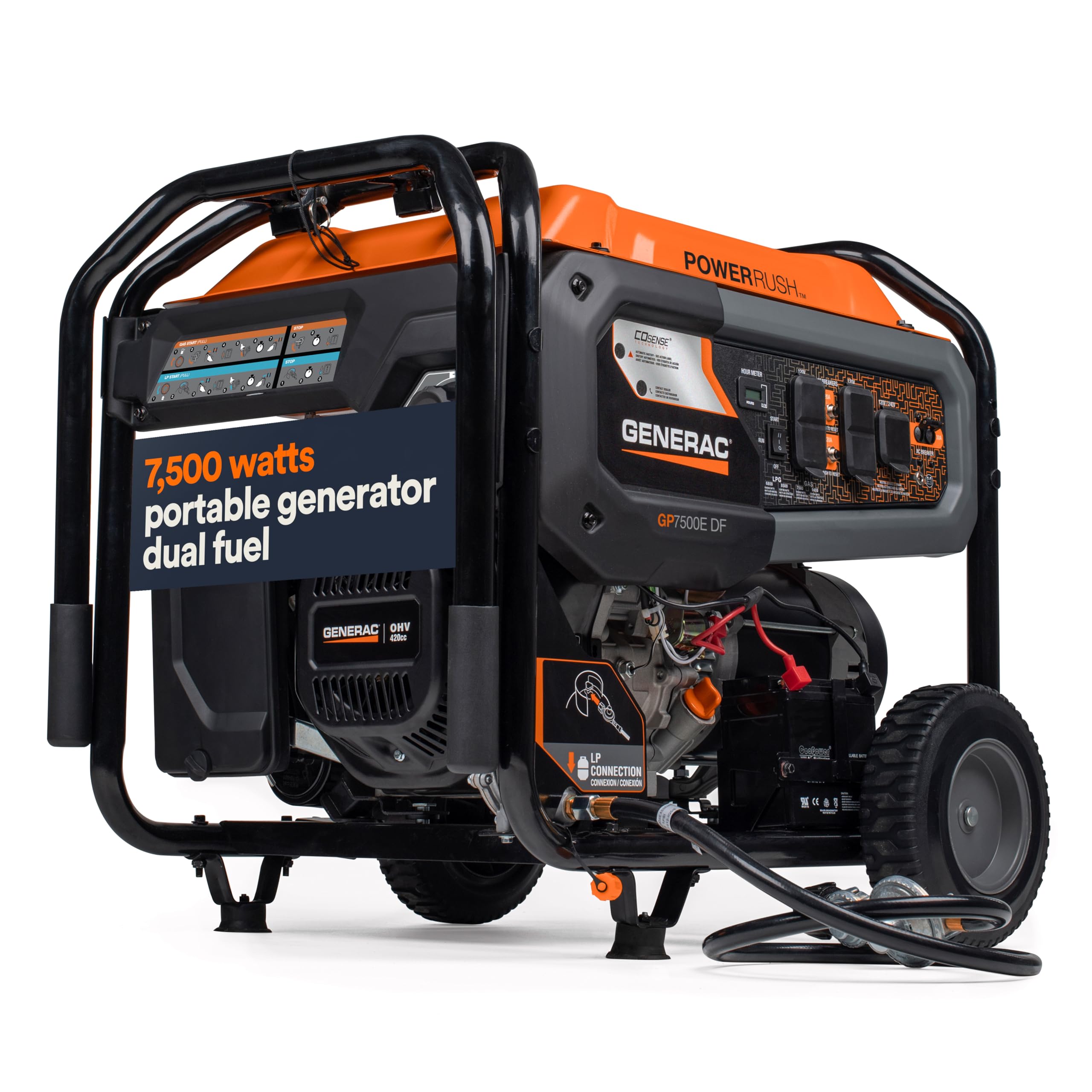 Generac 7,500-Watt Dual-Fuel Compatible Portable