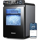 ecozy Smart Nugget Ice Maker Countertop, First Full-Color Smart Panel Ice Machine with APP Control, Double-Layer Insulation, 44 lbs/24H Soft Pellet Chewable Ice, Pull-Out Water Tank, Self-Cleaning