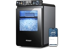 ecozy Nugget Ice Maker Countertop, Smart Pebble Ice Machine with APP Control, 44 lbs Per Day Soft Pellet Chewable Ice with Se