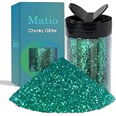 Matio Iridescent Glitter, 7.76oz/220g Emerald Green Glitter Craft Powder | 1/24" Metallic Flakes Chips Holographic Sequin for Epoxy Resin, DIY Tumblers, Nails Art, Candle, Slime, Festival Decor