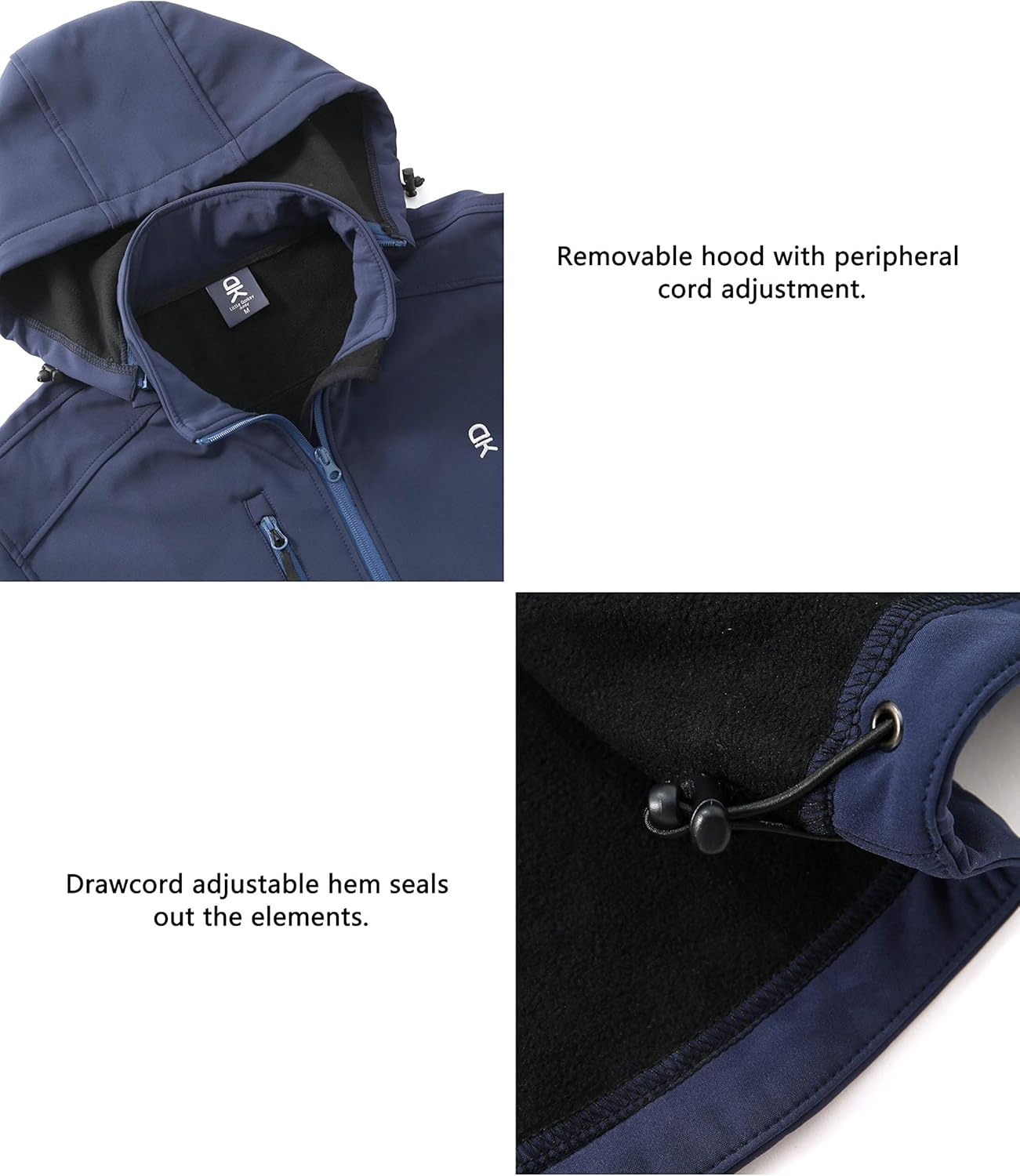 Little Donkey Andy Women’s Softshell Jacket with Removable Hood, Fleece Lined and Water Repellent: Clothing