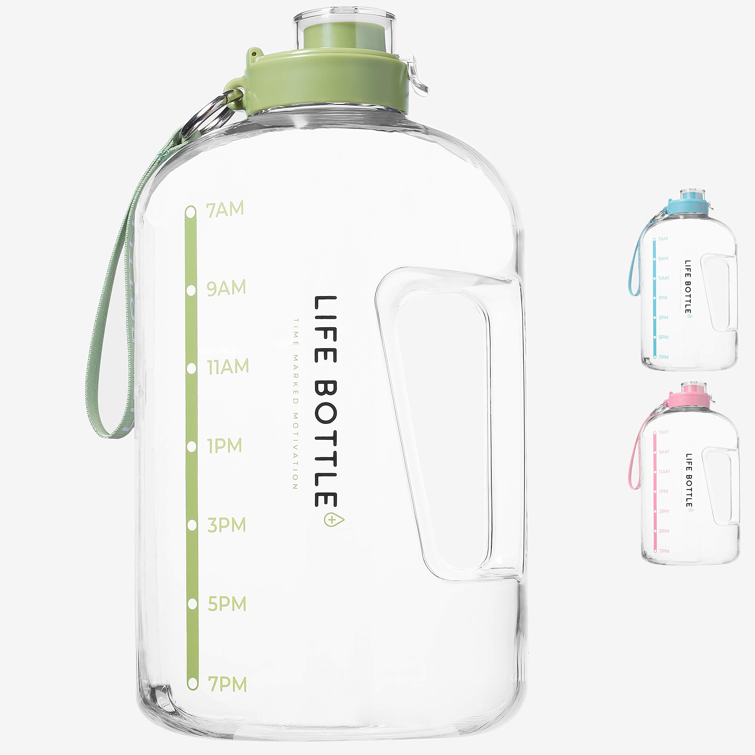 Life Bottle! Time-Marked Water Bottle-1 Gallon Water Bottle with Time Marker-Extra Large Water Bottle/Water Jug Helps You Drink More Water! BPA Free Water Bottle with Flip Top