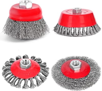 Aicoimy Wire Brush Set for Angle Grinder M14 Cup 75mm Round 100mm (4PC)