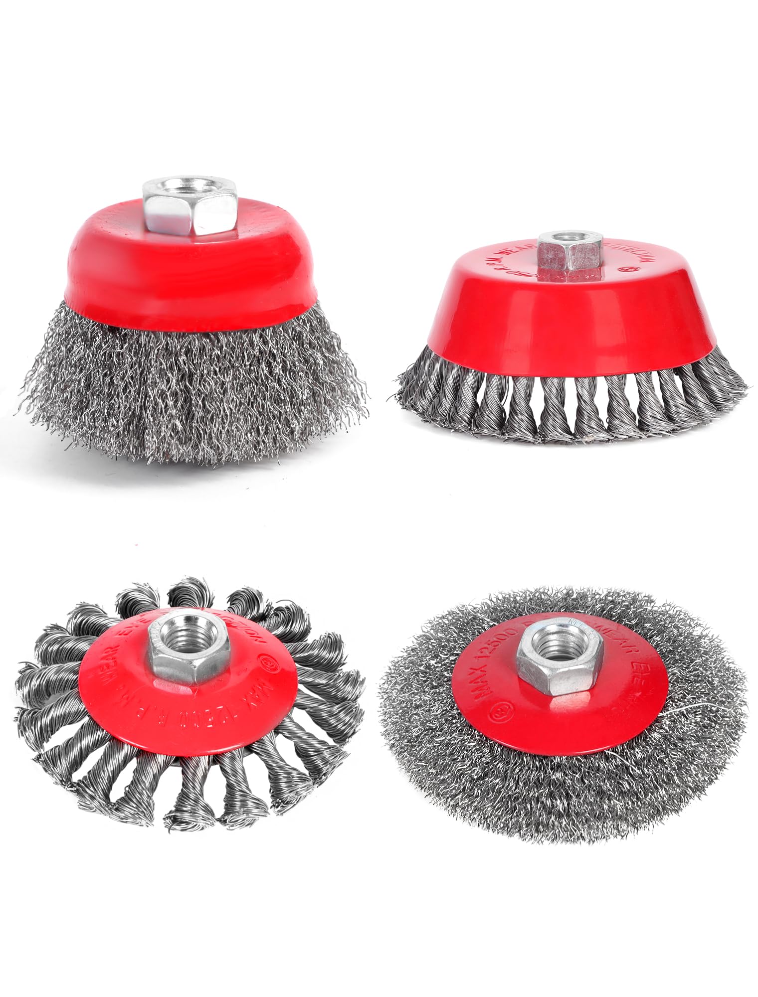 Wire Brushes for Angle Grinders M14 Flex Steel Disc Brush for Cleaning and Sanding Work (Cup Brush 75mm, Round Brush 100mm)