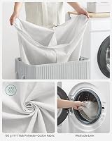SONGMICS Bamboo Laundry Basket with Lid 2 Sorting Compartments 100L Grey view 5