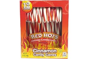 Brach's Red Hots Cinnamon Flavored Candy Canes, 12 Count, 6 Oz