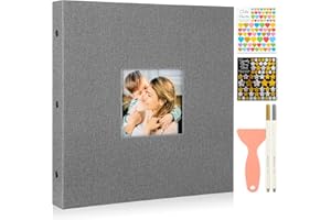 Ywlake Photo Album Self Adhesive Stick Sticky Pages, Linen Scrapbook Book Magnetic Adhésif Autoadhésif Photo Albums Holds Dif