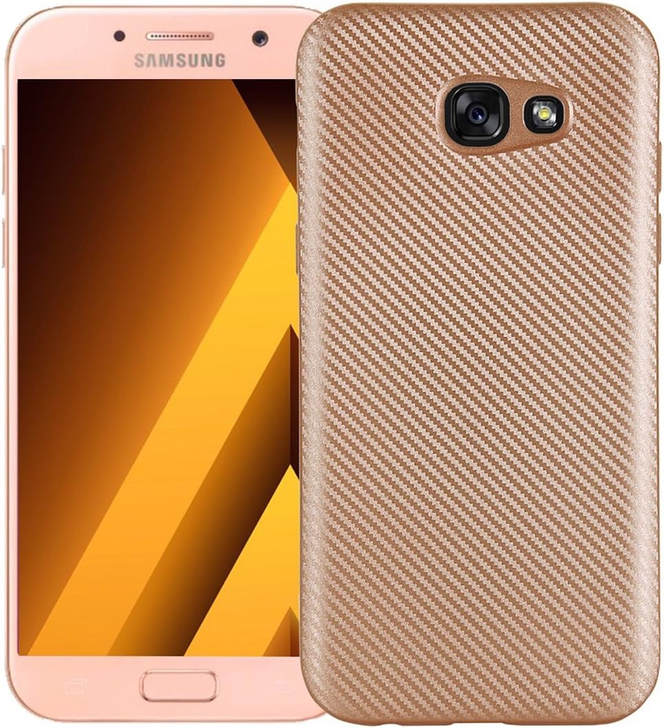 TAITOU Galaxy J5 Prime G570 Awesome Case, Soft Carbon Fiber Scratch Drawbench Style Hand Feel Good Thin Cover, Light Slim Anti-Scratch Protect Phone Case For Samsung Galaxy J5Prime Gold