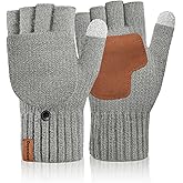 Doyesiee Winter Fingerless Gloves for Women Men Warm Knitted Convertible Mittens With Finger Flaps Fleece Women's Mittens