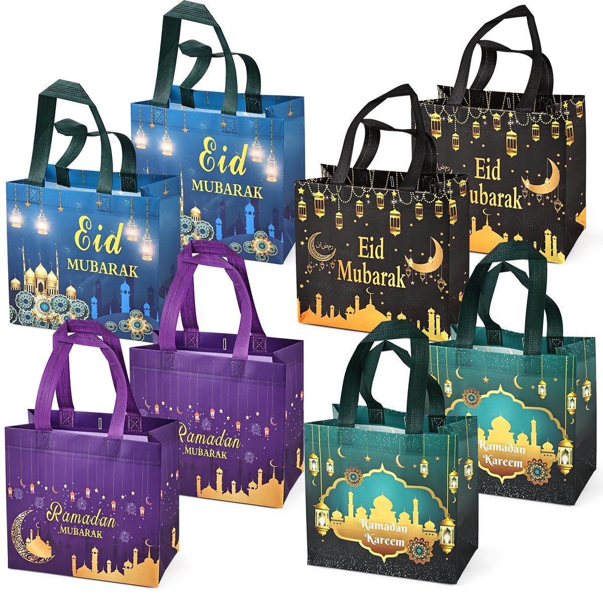 8 Sacchetti Regalo Eid Mubarak In Tessuto Non Tessuto Con Manici - Tote Per Ramadan E Feste Islamiche - 4