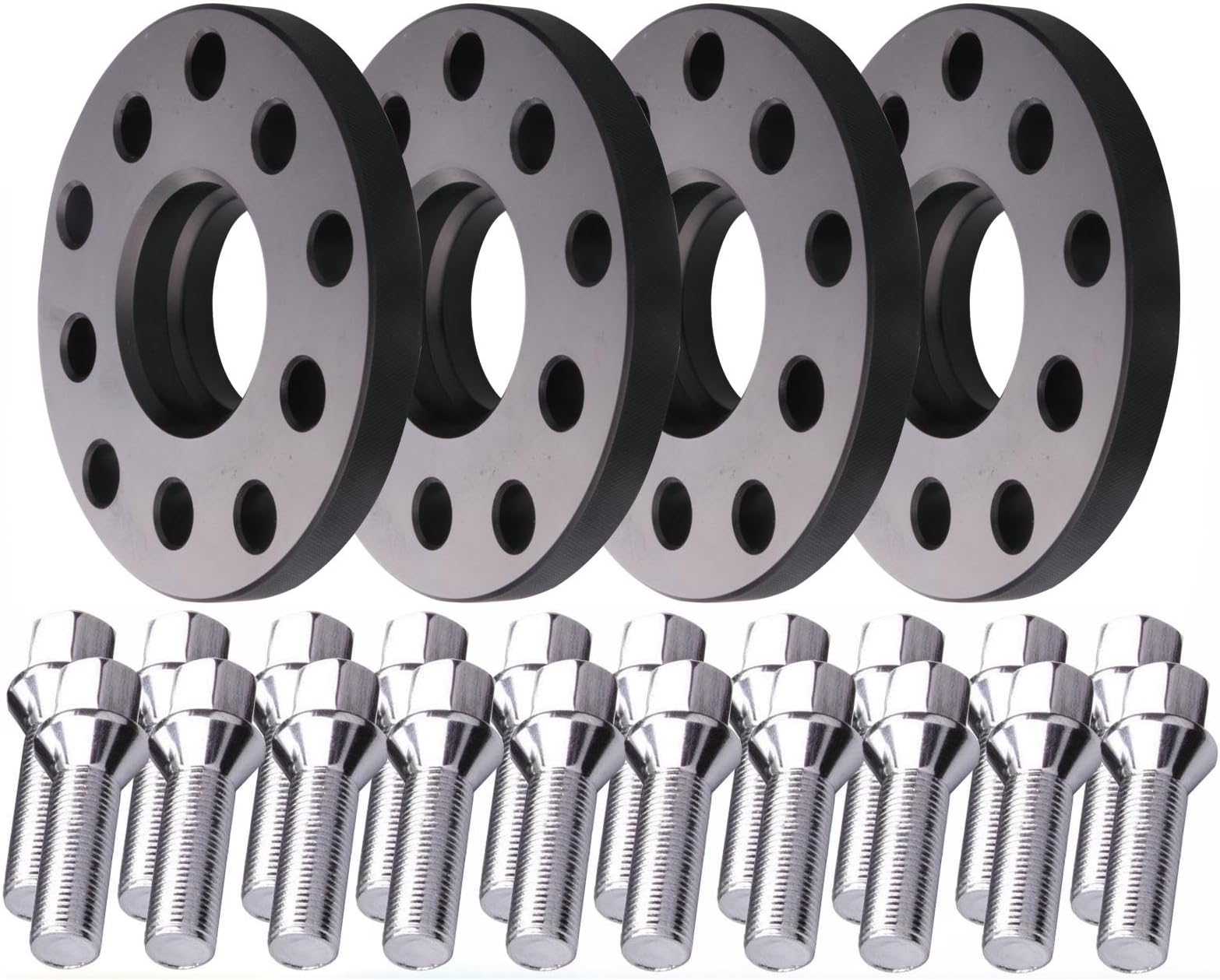 WEELTECH 4pc 5 Lug Hubcentric Wheel Spacers 15mm 5x100 5x112 with M14x1.5 Cone Bolts
