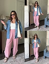 Xiaoxuemeng Womens Baggy Wide Leg Pants Casual