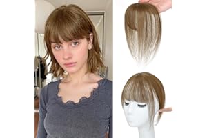 MORICA Bangs Hair Clip, 360° 3D Cover Clip in Bangs 100% Real Human Hair Toppers with Bangs，Hair pieces Clip on Bangs for Women Fake Bangs for Daily Wear (Light Brown, 5×7 3D Bangs)