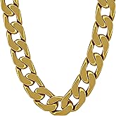 LIFETIME JEWELRY 11.5mm Flat Cuban Link Chain Necklace for Men 24k Real Gold Plated