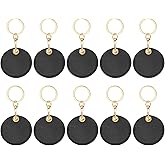 PATIKIL 10pcs Leather Keychain Blanks,55mm Sublimation Keychain Blanks PU Leather Key Chain Keyring with Rings,Round