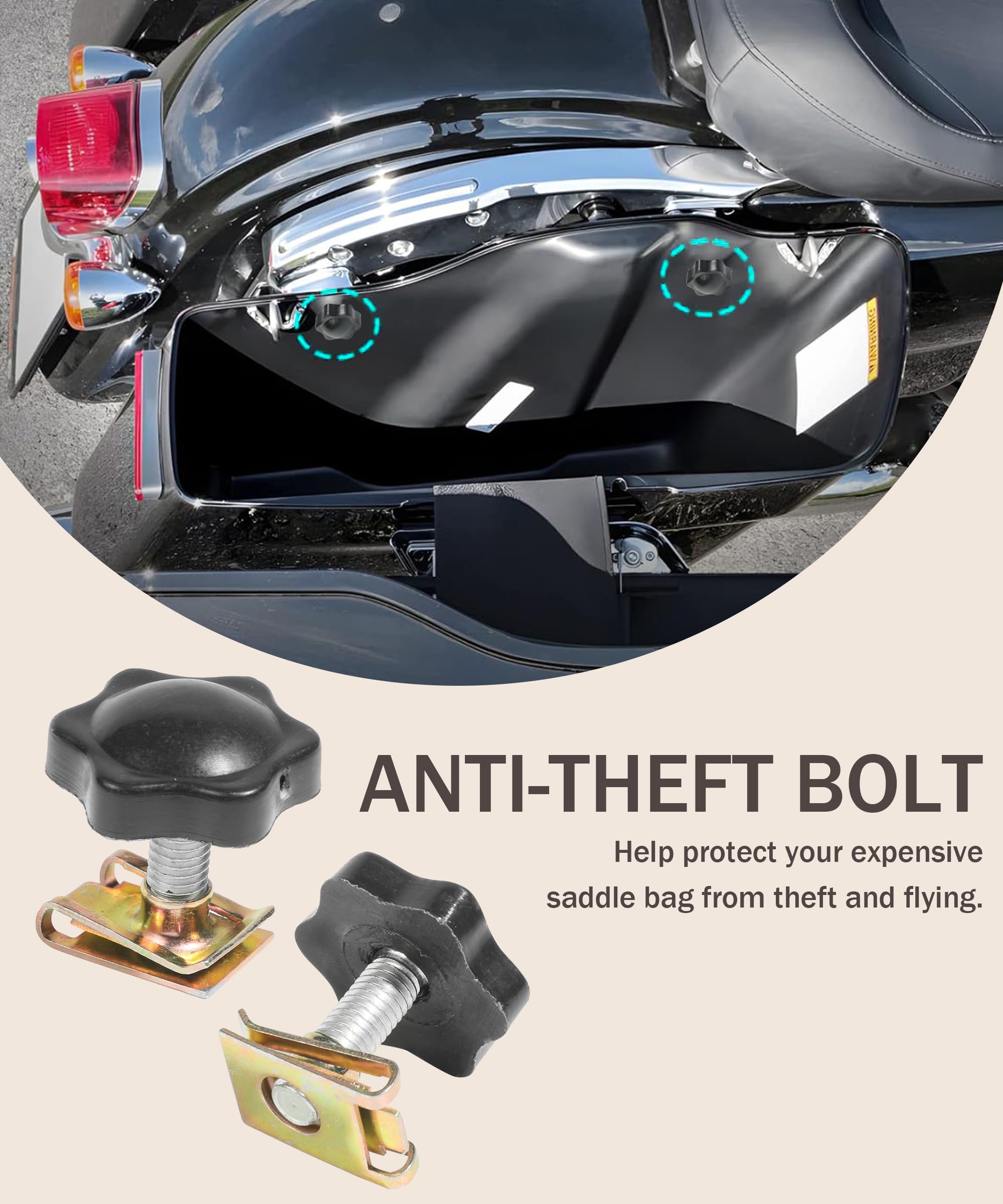 Saddlebag Locks,Theft Deterrent Saddlebag Locks,Car Accessories Black Motorcycle Saddlebag Locks Mounting Screw Bolt Mounting Hardware,Fit for Touring Street Glide,Electra Glide,Road Glide