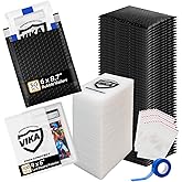 VIKA Trading Card Shipping Kit - 100 Pcs 4''x6'' Trading Card Shipping Protectors, 50 Pcs 6''x8.7'' Envelope Bubble Mailers, 20M Painter’s Tape, 50 Cellophane Bags, Fits PSA/BGS/CGC Slabs, Raw Cards