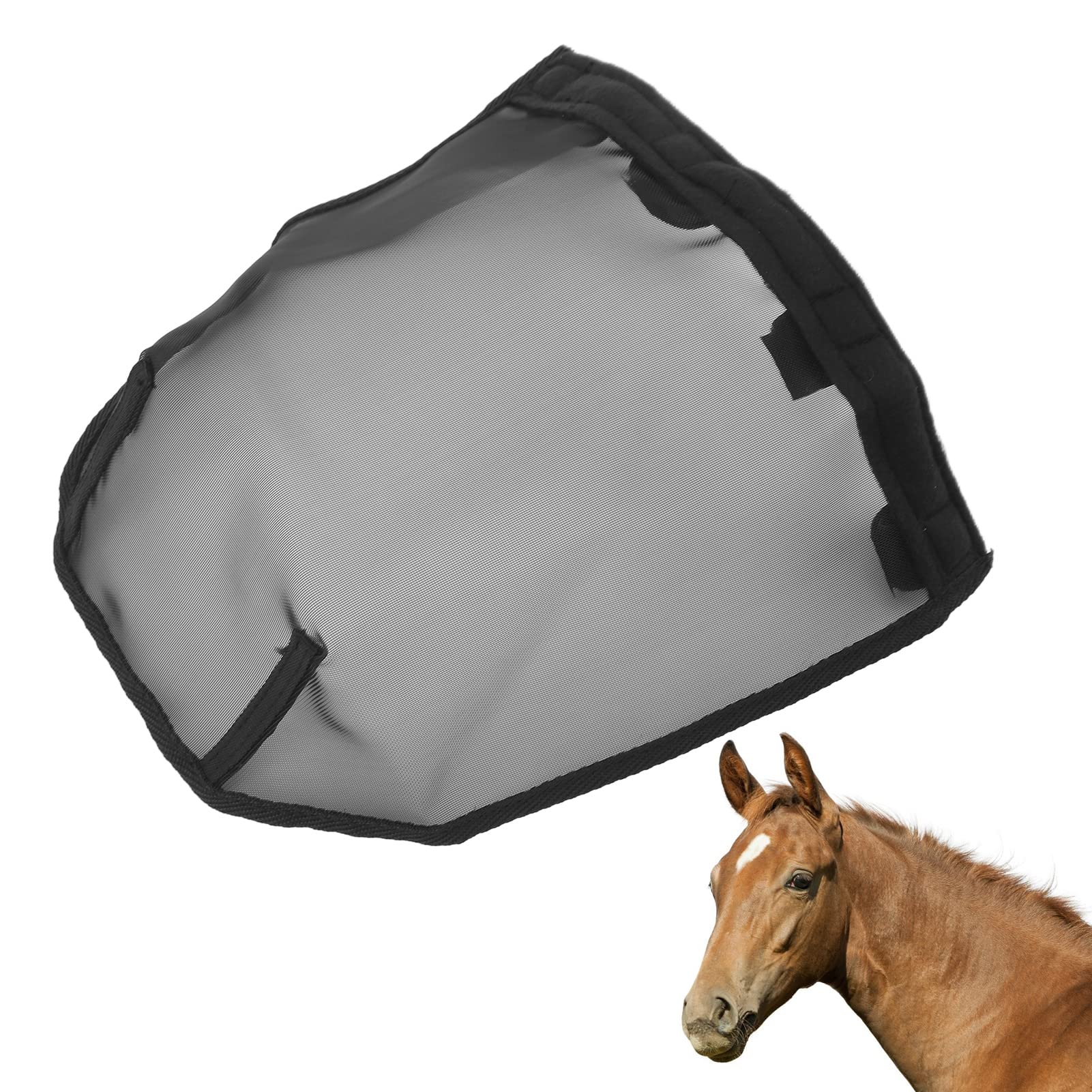 Horse Breathable Nose Fine Mesh Net Plastic Horse Nose Mask for Home Farm Black Comfort L Size for Horses