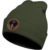 gswirmchsq Big Foot Beanie Hat, Sasquatch Leather Patch Winter Knit Skull Cap Bigfoot Gifts for Adult Men Women