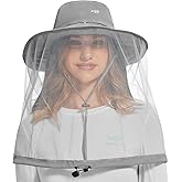 BASSDASH UPF 50+ Mosquito Net Hat with Stowable Neck Flap for Men Women Outdoor Fishing Hiking Camping Gardening FH17
