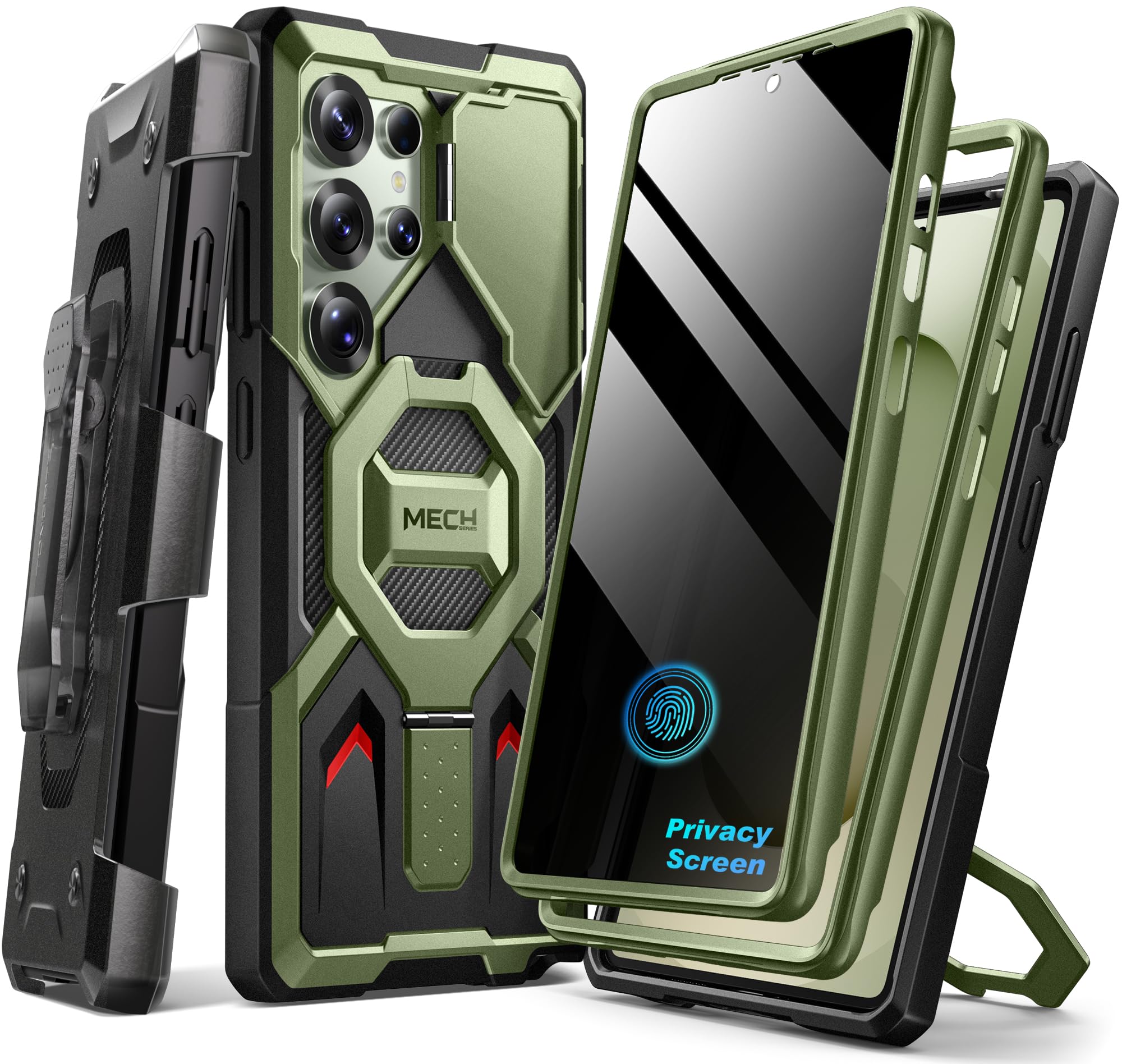 Photo 1 of TONGATE Magnetic Stand for Samsung Galaxy S25 Ultra Case with Privacy Screen Protector, [Compatible with Magsafe] [Military Drop Protection] S25 Ultra Case with Camera Cover & Belt Clip, Green Privacy