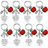 Hicarer 8 Pcs Valentines Day Teacher Appreciation Gift Keychain Bulk Heart Key Chains Pendant for Women