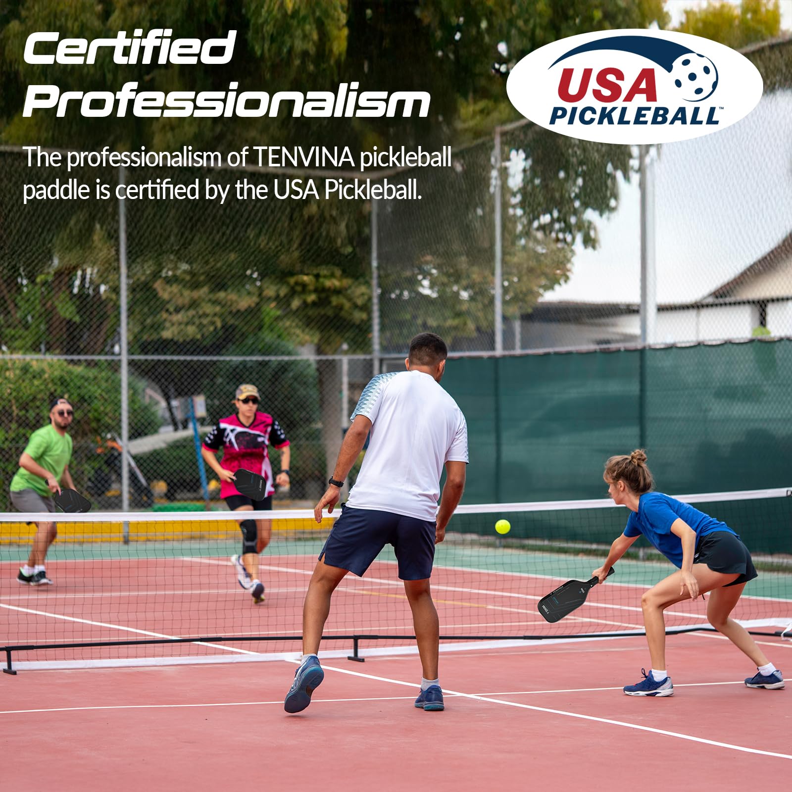 TENVINA Pickleball Paddles, Multi-Layer T700SC Textured Carbon Fiber Pickleball Paddle, 4-Types of Thicknesses and Shapes, USAPA Approved Pickle Ball Paddle, Strong Power and Spin Surface