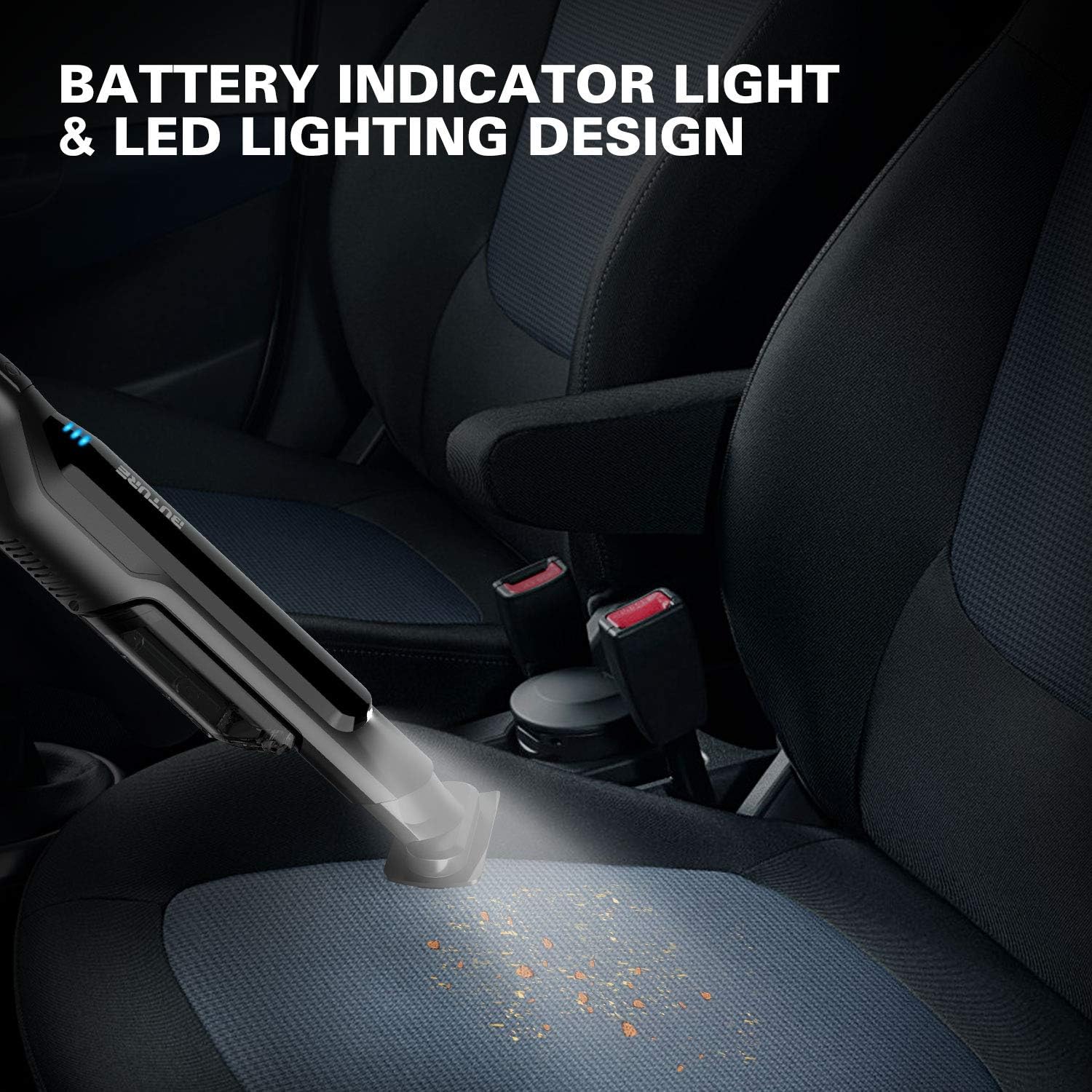 BuTure Handheld Vacuum Cordless, 17000PA USB Charging Car Vacuum, Poweful Suction Hand Vacuum Rechargable Lightweight Portable Vacuum Cleaner for Car and Home (Black) -