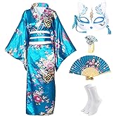 Kimonos for Women Japanese Dress Yukata Geisha Costume Fancy Robe Anime Cosplay Maid Outfit Mask Hand Fan Socks Set