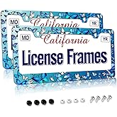 Blue Butterfly License Plate Frame Butterflies License Plate Holder,Butterfly License Plate Covers for Women Tag Frame for Car Women 2 Pack with Screws 12.3" x 6.3"